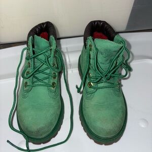 Kids Green Lace-Up Boots timberland